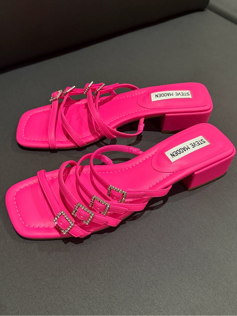 Steve Madden Pink Strappy Block Heel Sandals
